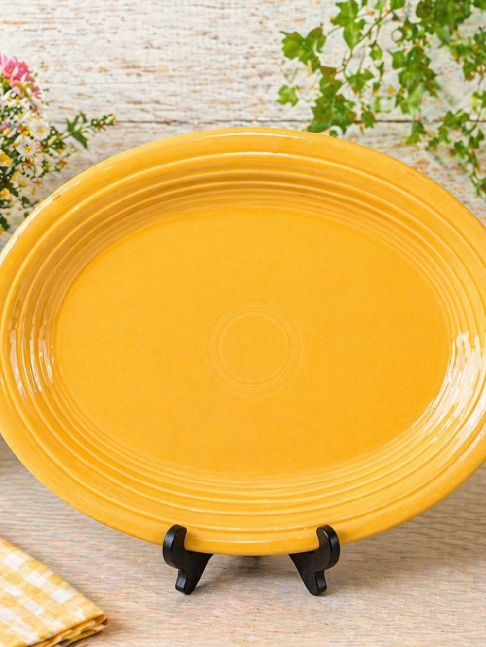 Fiesta Vintage Yellow Ceramic Oval Serving Platter